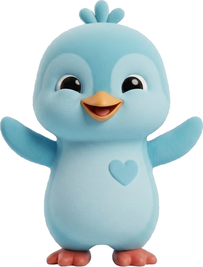 Pío feliz, la mascota de Niddo Kids
