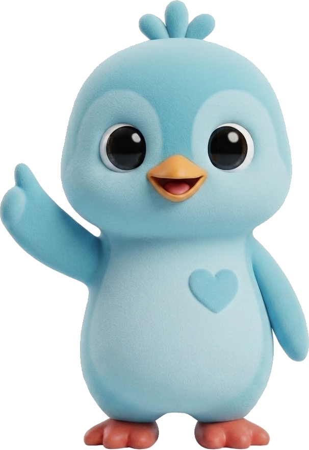Pío, la mascota de Niddo Kids, saludando